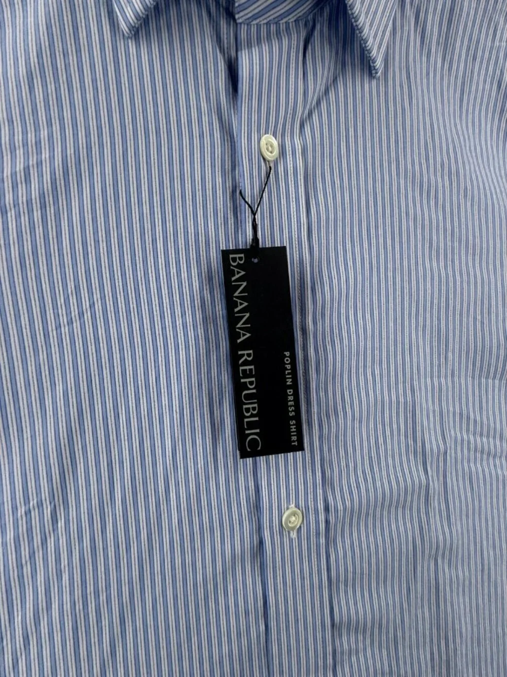NWT Banana Republic Blue White Striped Small Slim Button Up Poplin $90 Cotton